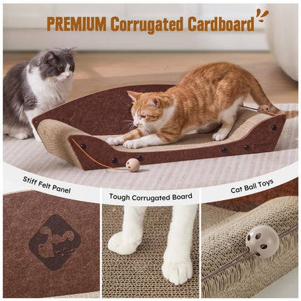 Cama rascador de cartón para gatos de interior, 26'', 1PC, marrón