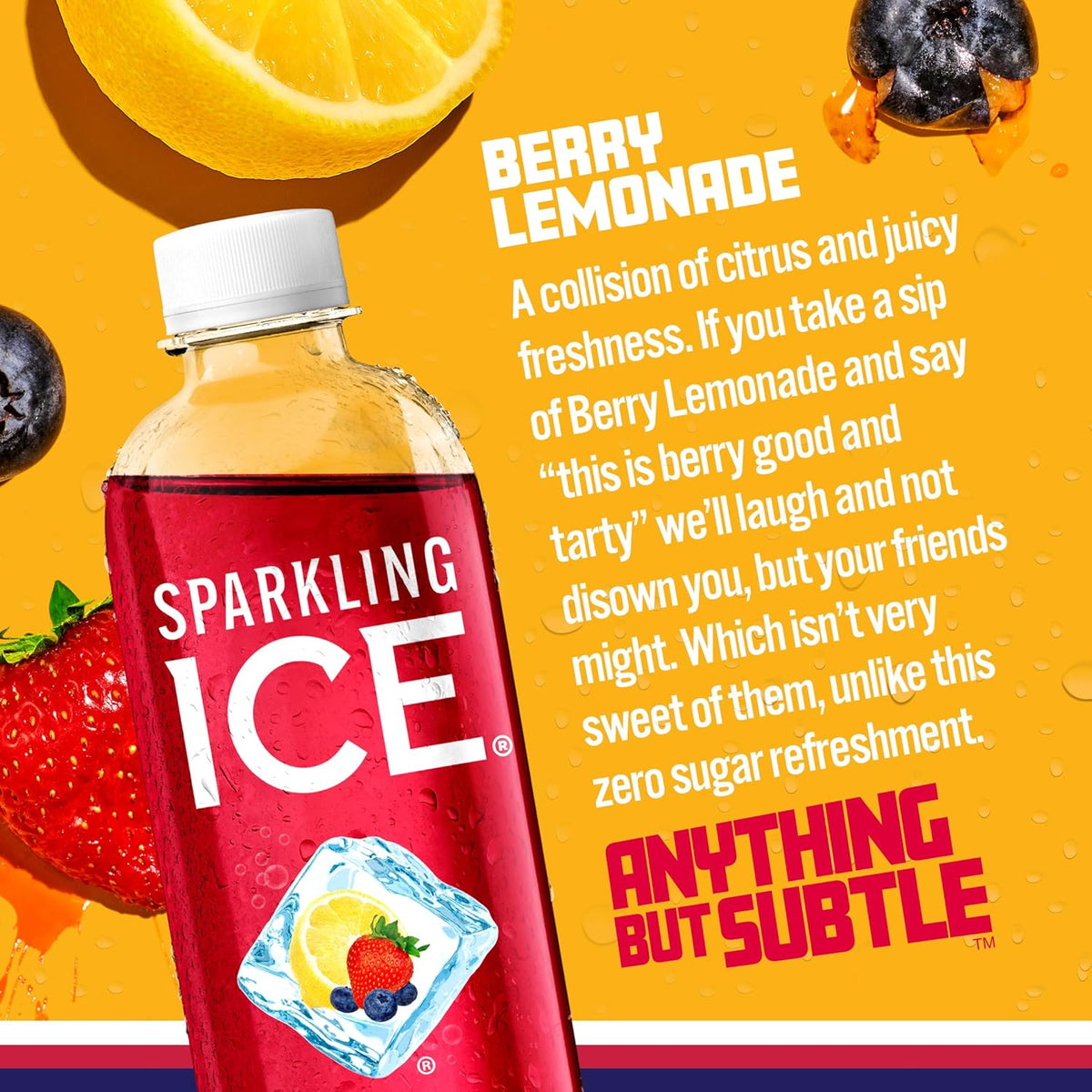 Berry Lemonade Sparkling Water, Zero Sugar Flavored Water, with Vitamins and Antioxidants, Low Calorie - photo 3