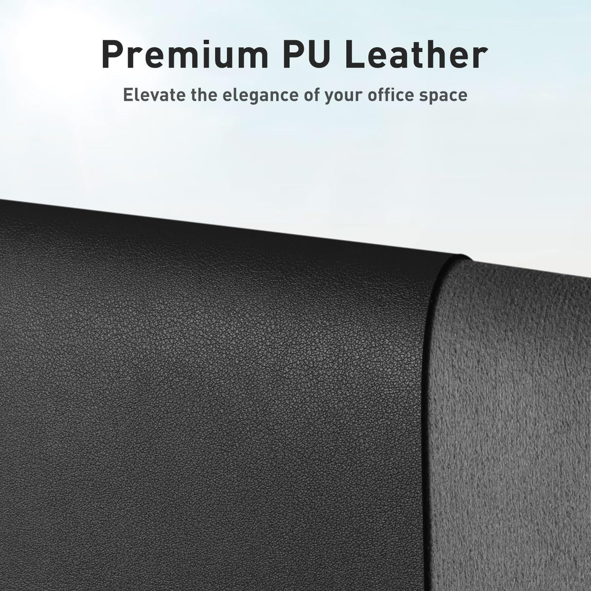 Black PU Leather Desk Pad Protector, 23.6 x 13.7 in - photo 2