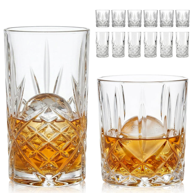 Crystal Cocktail Glasses Drinking Glasses Set of 12 Glass Cups
