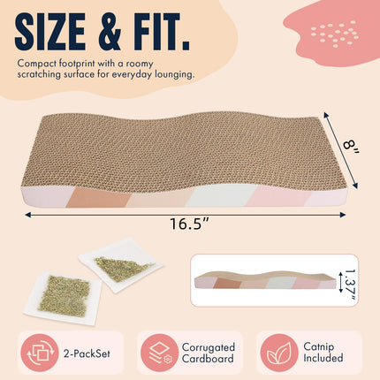 Cat Scratching Board cat Scratcher Cat Scratch Pad Cardboard cat scratchers for Indoor Cats Reversible Large Wide Corrugated with Catnip(2pcs)