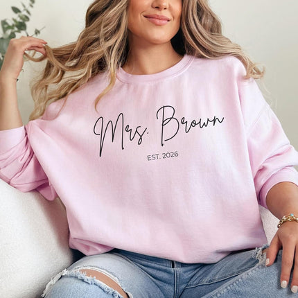 Custom Mrs Sweatshirt Personalized Bride Sweatshirt Future Mrs Shirt Hoodie for Bride Gifts Est 2026 Bridal Shower Gift Multicolor