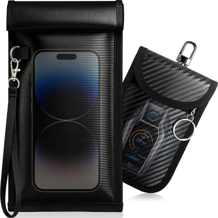 Faraday Bags for Phones & Car Keys: RFID Signal Blocking Pouch Set, Smartphones Cell Phone Faraday Pouch + Car Key Fob Signal Blocker Case Protector Cover, 5G/WiFi/GPS/Bluetooth/RFID Blocking Sleeve