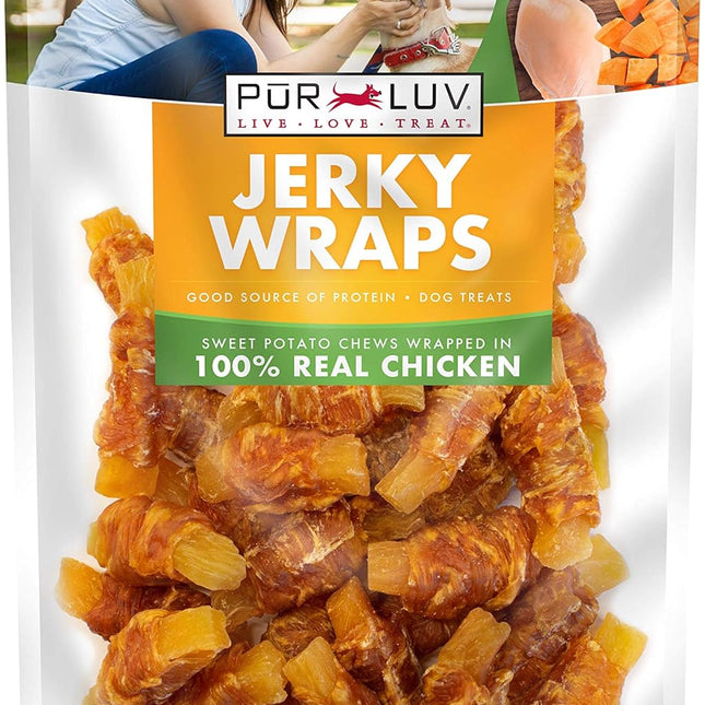 Chicken Wrapped Sweet Potato Dog Treats, Rawhide Free Jerky Wraps
