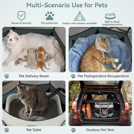 Siedihit Dog Cat Playpen, Puppy Pet Playpen Indoor for Small Dog Crate Tent Cage Outdoor, Portable Pop Up Dogs Enclosure Kennel with Carrying Case for Dogs/Cats/Rabbits(Grey, Small