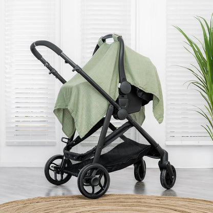 Sage Baby Car Seat Cover - Bamboo Rayon and Muslin Cotton Blend Canopy - photo 2