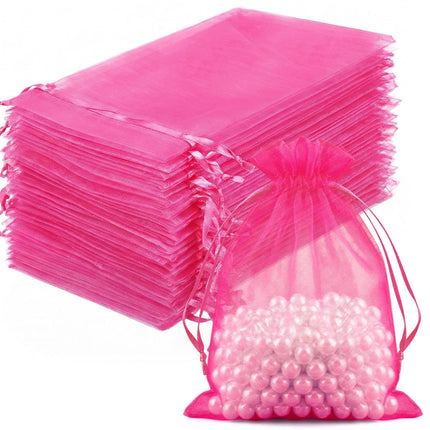 100Pcs White Organza Bags 3x4in,Small Mesh Drawstring Gift Bag