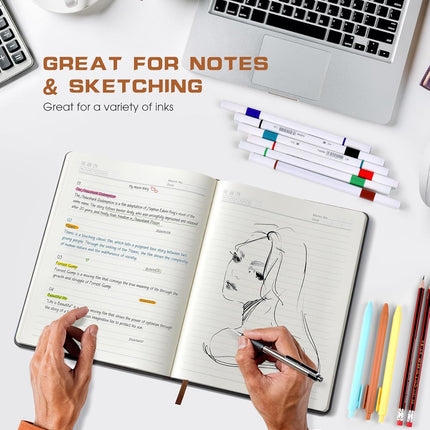 Biuwory Lined Journal Notebook for Women Men,256 Pages A4 Large Hardcover Leather Journals for Writing,Travel,Business,Work,School,College Ruled Notebooks for Note Taking, Diary Notepad 8.6"×11"
