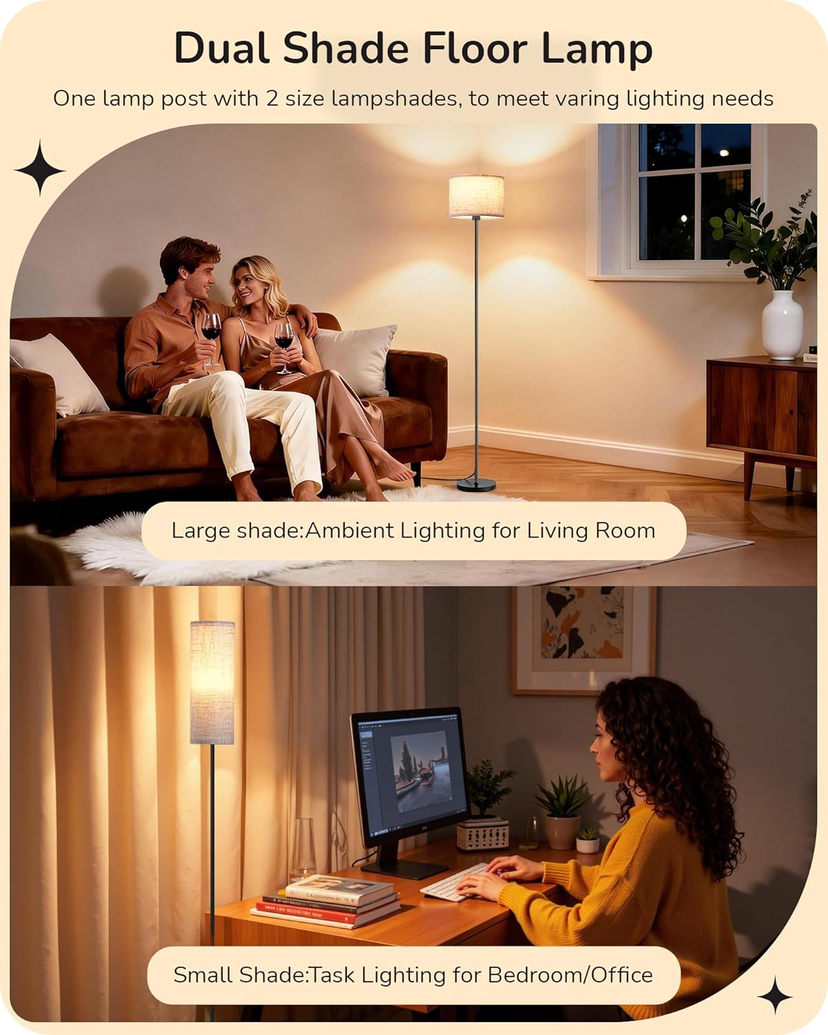 63.7 in. Modern Black Dimmable Floor Lamp with Remote and Foot Switch - photo 2