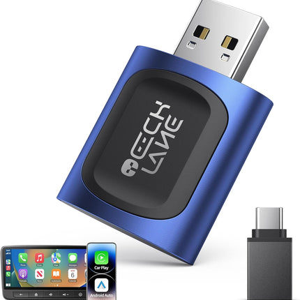 2026 Upgraded 2-in-1 Wireless CarPlay Adapter & Android Auto Wireless Adapter, Bluetooth Car Adapter for Wired to Wireless, Fast & Stable Auto-Connect, 5G WiFi & BT 5.4, Plug & Play (USB-C/A)
