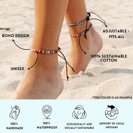 Made by Nami Surfer Anklet for Men and Women Waterproof and Adjustable Surfer Ankle Bracelet String Ankle Bracelet Beach Accessory for Ethnic Hippie Style