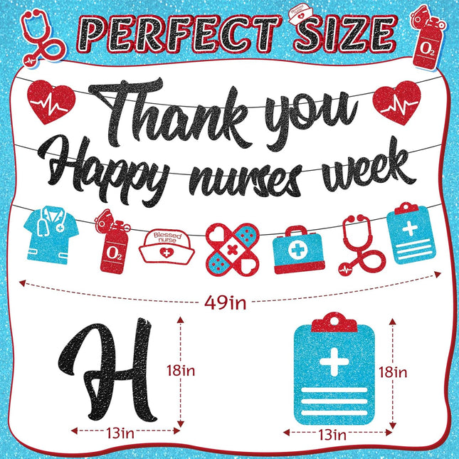Pre-strung Nurses Week Decorations 2026 Thank You Happy Nurses Week Banner