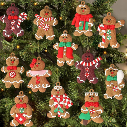 16pcs Gingerbread Man Ornaments for Christmas Tree Decorations