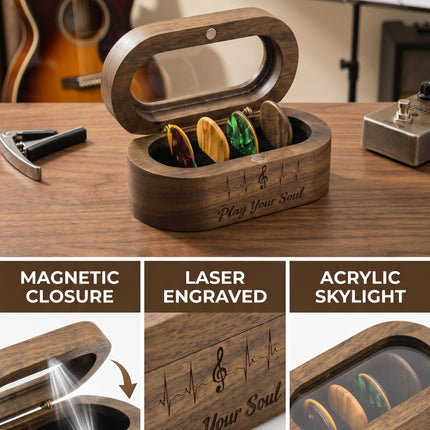 Portapúas de guitarra, regalos para hombres guitarristas, nogal negro