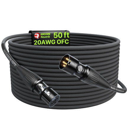 XLR Cables 10ft, Neutrik REAN Connectors, Dual Shielded
