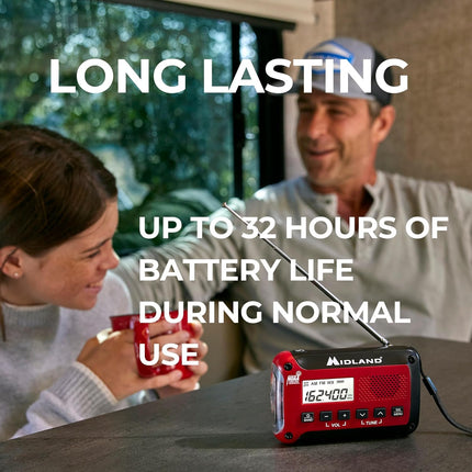 Weather Radio with Flashlight & Emergency Alert - AM/FM Radio - Compact and Easy to Carry - SOS Strobe Signal and Headphone Jack
