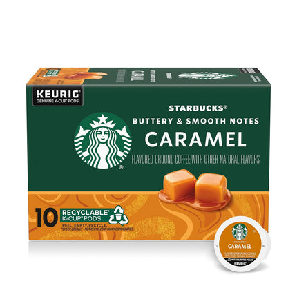 Starbucks K-Cup Coffee Pods, Flavored Hot or Iced Coffee, Caramel, 10 Keurig Pods