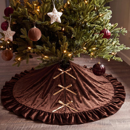 Falda de árbol de Navidad de terciopelo, 48 Inches, estilo moño, verde salvia
