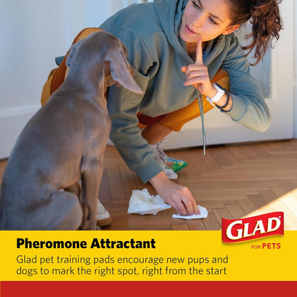 Glad for Pets Activated Carbon Dog Training Pads with Anti-Microbial Technology, Odor Eliminator Pee Mats for Dogs, 6-Layer Leak-Proof Heavy Duty Indoor Puppy Potty Pads, 23 x 23 Inches, 30 Count
