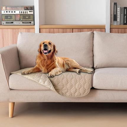 gogobunny 3X Stronger Waterproof Pet Blanket, Scratch Proof Furniture Protector for Dogs Cats, Reversible Cover 30x30 Inch, Dark Beige