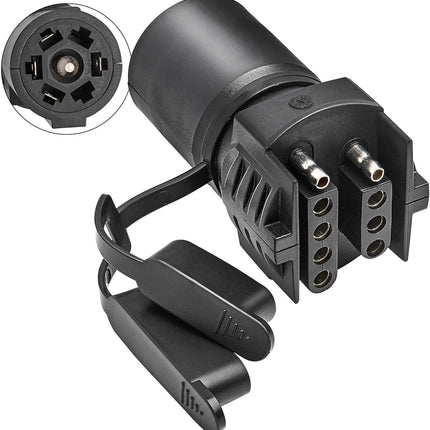 Oyviny 7 Pin Round to 4 and 5 Pin Flat Blade Trailer Adapter, 7 Way to 5 Way Trailer Plug Adapter 2-in-1 Design