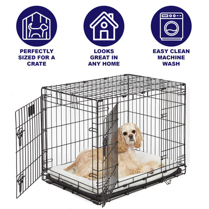 Cama para perros - cojín de soporte de vellón blanco, ultrasuave y lavable a máquina, compatible con jaulas y transportadoras de 24-Inch, para perros de raza pequeña