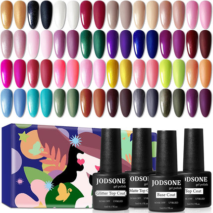 36 PCS Gel Nail Polish Set-32 Colors Gel Polish Kit Base Coat Glossy Matte and Glitter Top Coat Nail - photo 13
