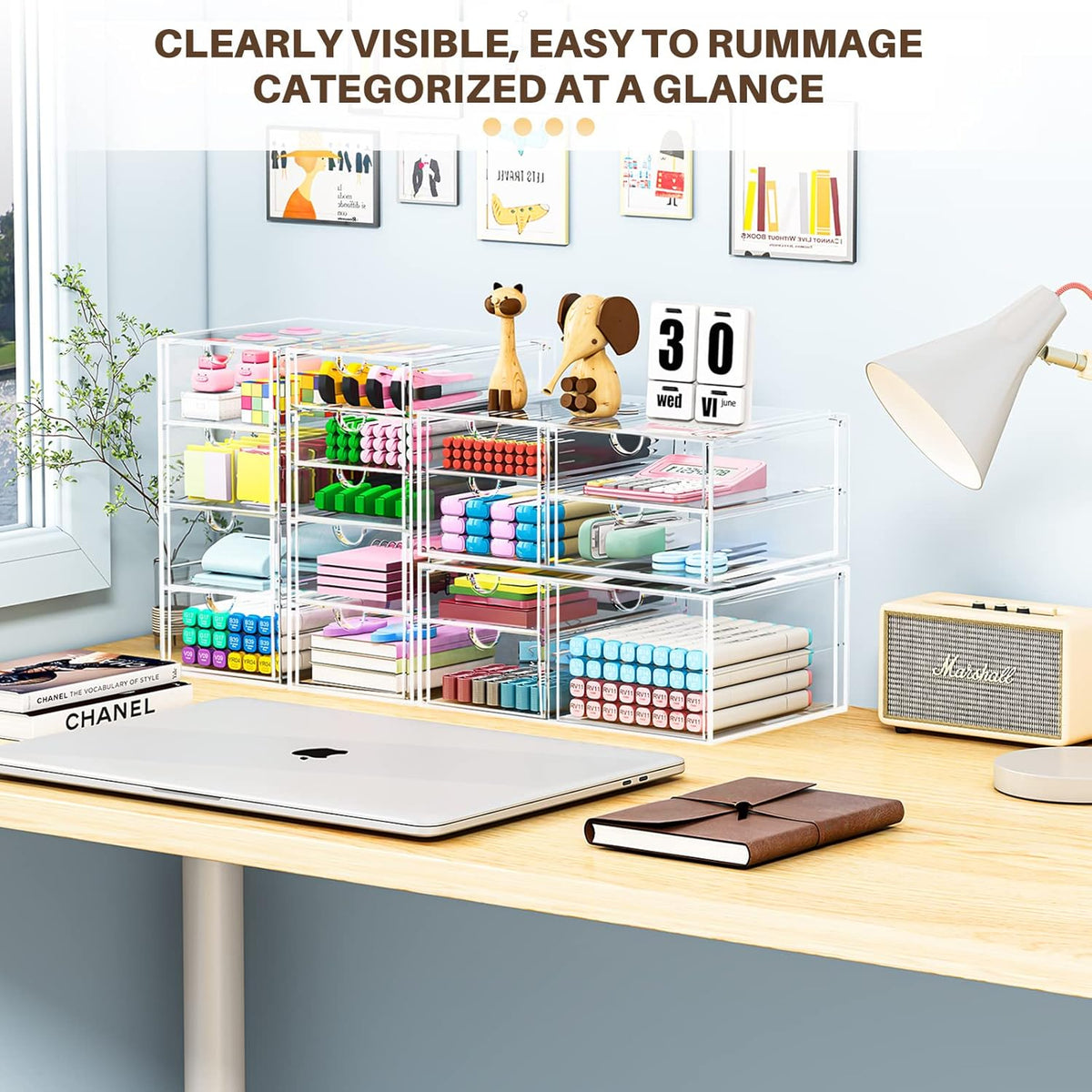 Clear 16-Drawer Desktop Makeup & Office Organizer Set - photo 4