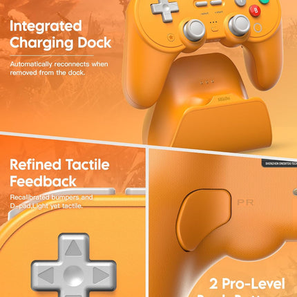 8Bitdo Pro 3 Bluetooth Controller for Switch/Switch 2 - TMR Joysticks, Swappable ABXY Buttons, Pro Back Buttons, Charging Dock, Hall Effect Triggers, Windows/Apple/Android（Yellow）