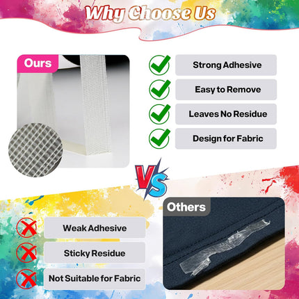2 Rolls Double Sided Fabric Tape, Extra Strong Hem Tape No Sew No Iron, Fabric Adhesive Tape for Quick Clothing Hemming, Repairs & DIY Crafts (0.3inch x 40ft + 0.5inch x 40ft)