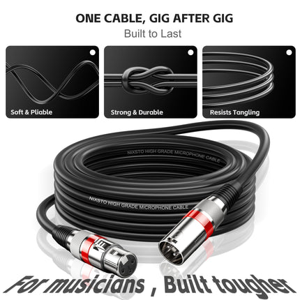 XLR Cables 3FT 6FT 10FT 15FT 25FT 50FT 100FT, Shielded Microphone Cable