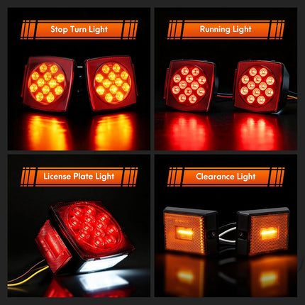 Submersible LED Trailer Light Kit, IP67 Waterproof 12V DOT Stop Tail Turn Signal Lights with 25ft Wiring Harness, Marine Boat Trailer Lights for Utility RV Truck, Luces para Trailas Under 80"