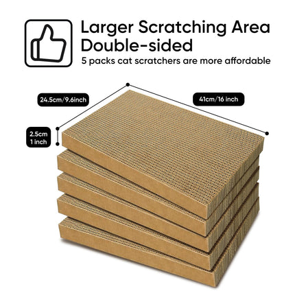 Cat Scratcher, 5 Packs in 1 Cardboard Box Cat Scratching Pad, Large