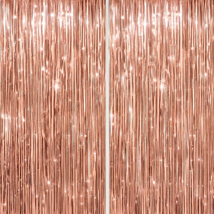 2 Pack Foil Fringe Backdrop - Red&Black Shiny Tinsel Curtains for Party Decoration/Photo Booth Props - 3.3x6.6 FT Metallic Foil Backdrop for Birthday, Wedding, Graduation, Christmas.