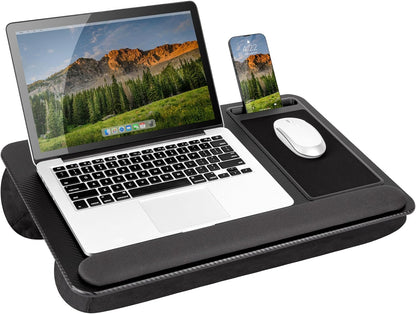 Home Office Pro Lap Desk with Wrist Rest, Mouse Pad, and Phone Holder - Black Carbon