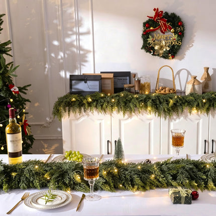 9Ft Christmas Garland,Real Touch Cedar Garland,Realistic Faux Pine Garlands