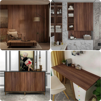 Papel adhesivo con veta de nogal, papel tapiz de madera autoadhesivo y removible, vinilo impermeable grueso sin burbujas para cubrir gabinetes de cocina y encimeras, 16x354 inch