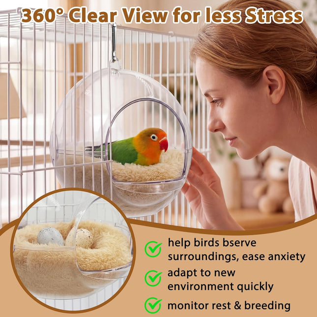 Transparent Chewproof Budgie Bird Breeding Nest for Cage