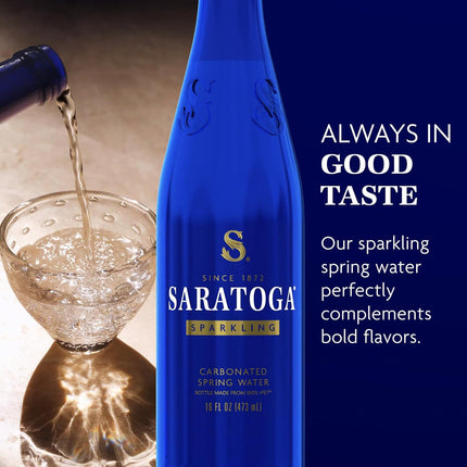 Saratoga Sparkling Water Bottles, 6-Pack – Carbonated Spring Bottled Water – Recycled PET Plastic Bottles – 16 Fl Oz