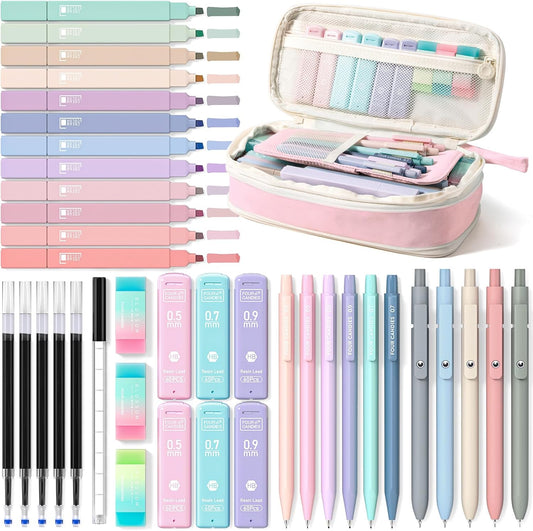 39-Piece Pink Aesthetic Stationery Set with Organizer