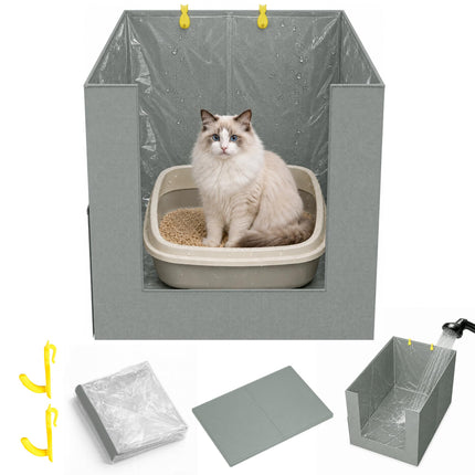 Waterproof Cat Litter Box Enclosure Splash Guard, 27.1"x21.6"x16.5"