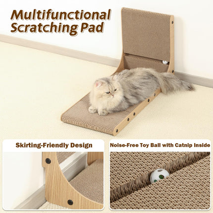 2-Pack L-Shaped Cat Scratching Board, Cardboard, 25.6" Tall (L)