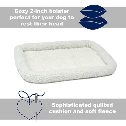 Cama para perros - cojín de soporte de vellón blanco, ultrasuave y lavable a máquina, compatible con jaulas y transportadoras de 24-Inch, para perros de raza pequeña