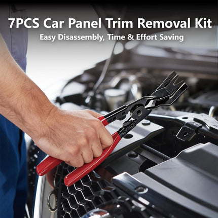 7 Pcs Car Trim Removal Tool Kit with Non-Scratch Plastic Pry Tool and Fastener Clip Pliers, Car Trim Removal Tool, for Auto Interior Car Panel Detachment, Dashboard, Door Clips & Upholstery