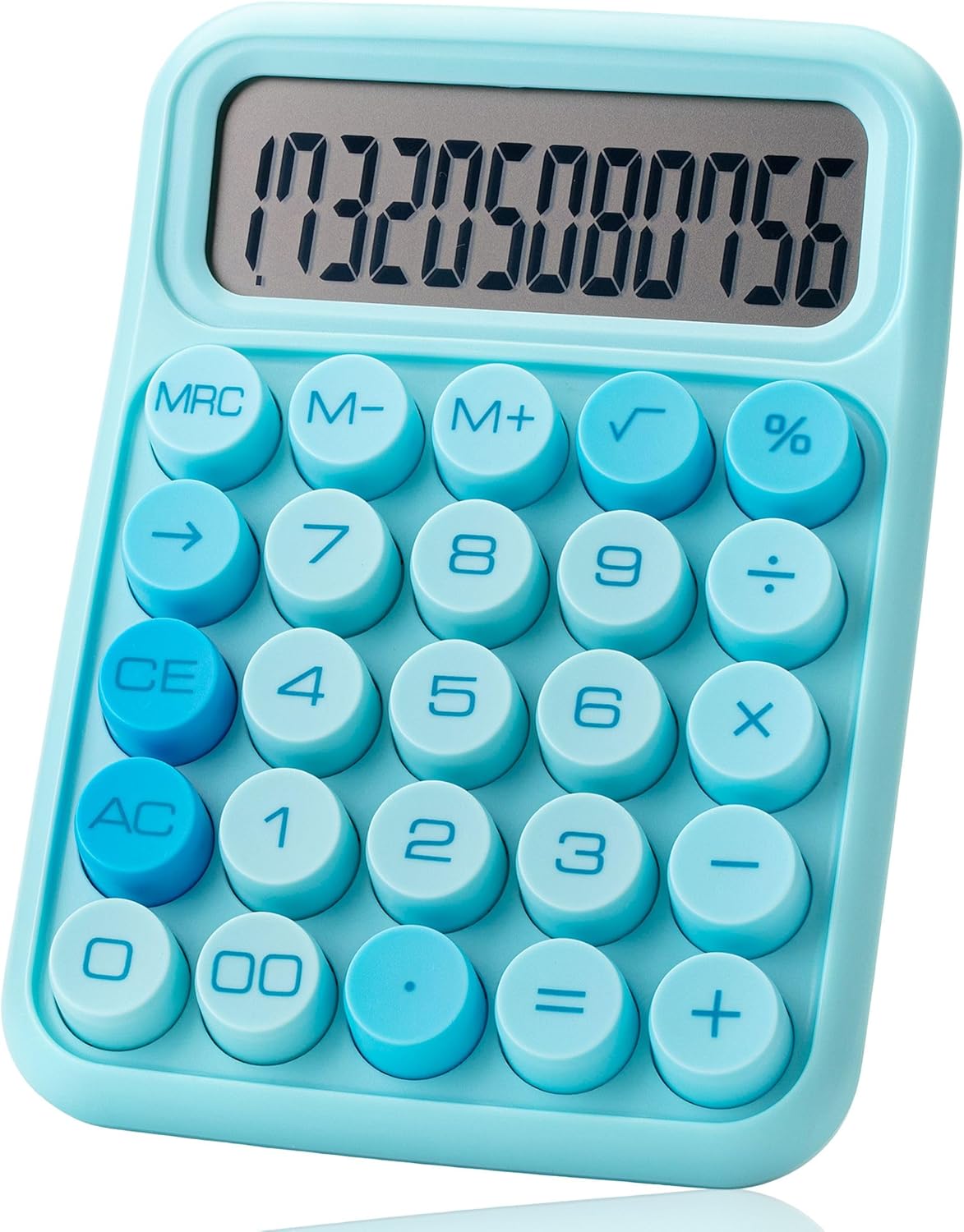 Mechanical Switch Calculator, 12 Digits, Large LCD Display, Blue Calculator Big Buttons