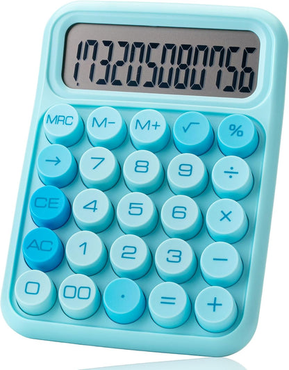 Mechanical Switch Calculator, 12 Digits, Large LCD Display, Blue Calculator Big Buttons