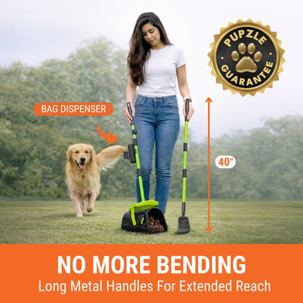 Dog Pooper Scooper with Bag Attachment, 40" Long Handle Dog Scooper - photo 2