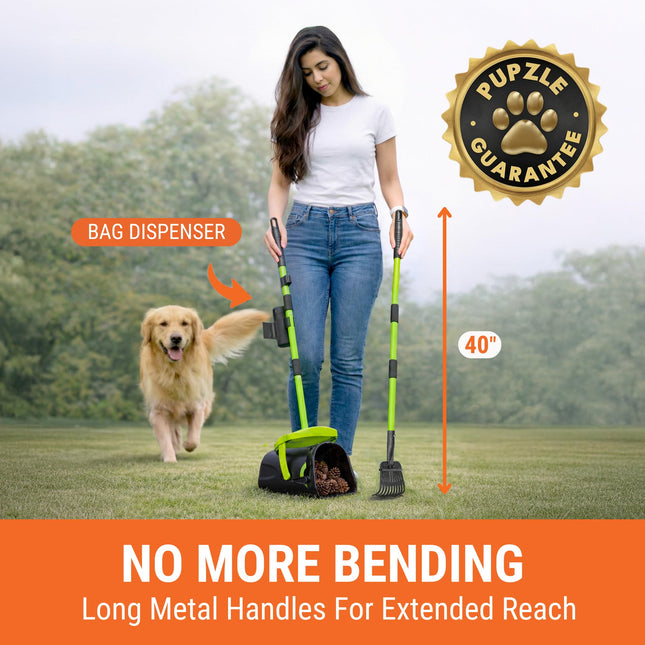 Dog Pooper Scooper with Bag Attachment, 40" Long Handle Dog Scooper - photo 2