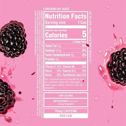 Sparkling Ice Caffeine Black Raspberry Sparkling Water with Caffeine, Zero Sugar, with Antioxidants and Vitamins,16 fl oz Cans (Pack Of 12)