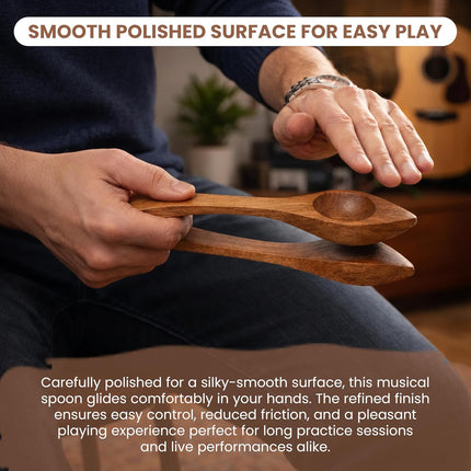 Musical Wooden Spoons – 9" Handcrafted Rosewood Folk Percussion Instrument for Irish Celtic Rhythm, Hand Percussion, Acoustic Jam, Live Music & Unique Gifts